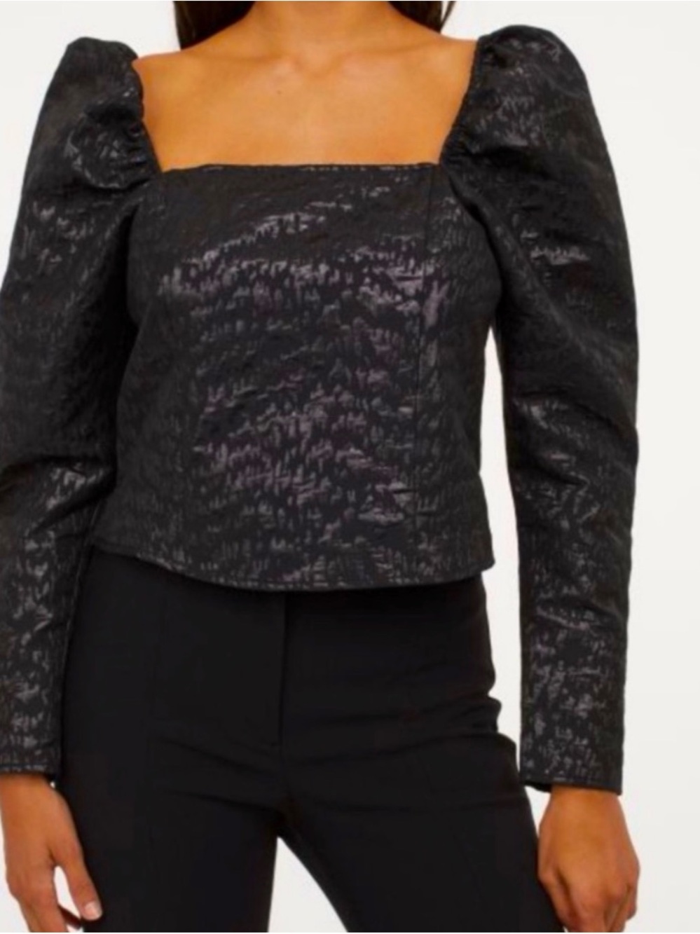 H&M Jacquard Puff Sleeve Whimsigoth Dark Cottagecore Blouse